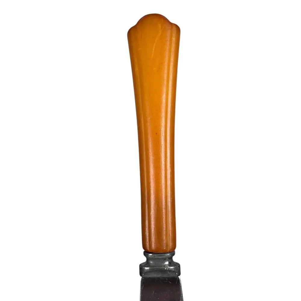 Washington Forge Dinner Knives Lot 5 Stainless‎ and Butterscotch Bakelite Handle